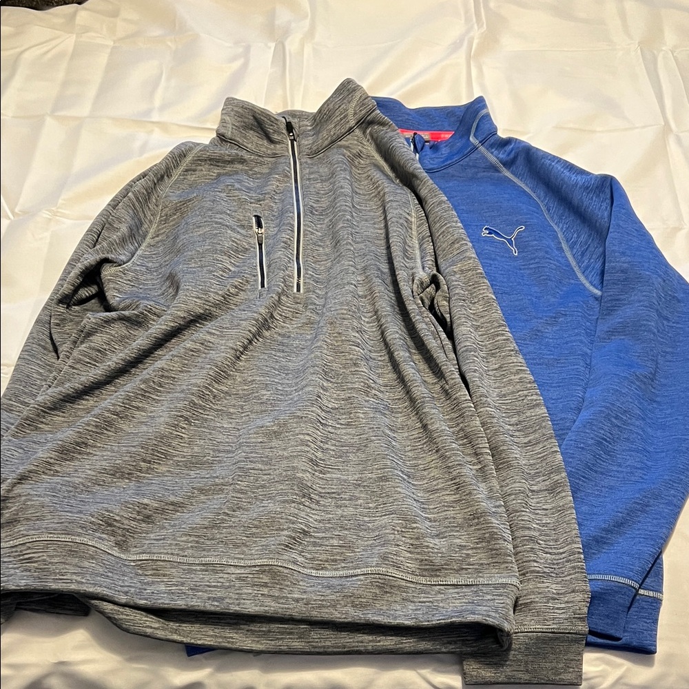 Puma Men's Gray and Blue Quarter-Zip Sweatshirts